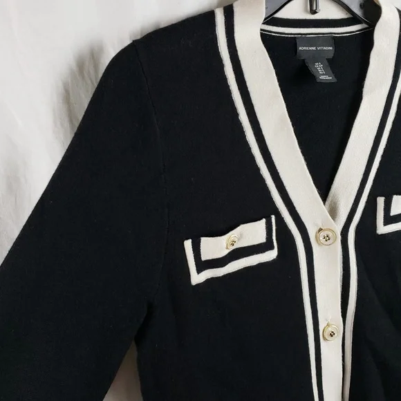 Adrienne Vittadini Women's Small Black & White Cardigan - Picture 4 of 11